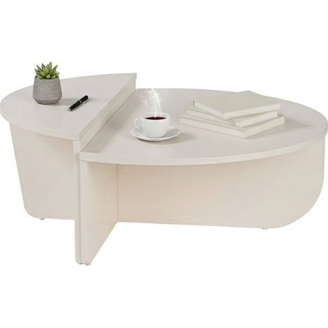 Dmora - Tavolino da salotto Feyre, Tavolo basso da caffè, Portariviste per divano, Ripiano da soggiorno, 90x60 h35 cm, Bianco
