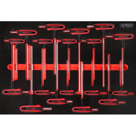 KS-Tools 811.1018 T-Griff-Winkelstiftschlüssel-Sat z in Schaumstoffeinlage, 18-tlg (1/3)