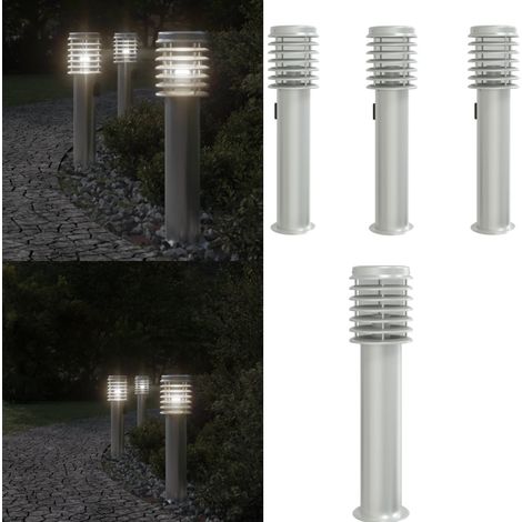 Wegeleuchten mit Steckdose 3 Stk. Silbern 60 cm Edelstahl - Gartenlampe - Außenstehleuchte - LED-Lampe - Edelstahl Lampe - Wetterfeste Beleuchtung - Home & Living (1/5)