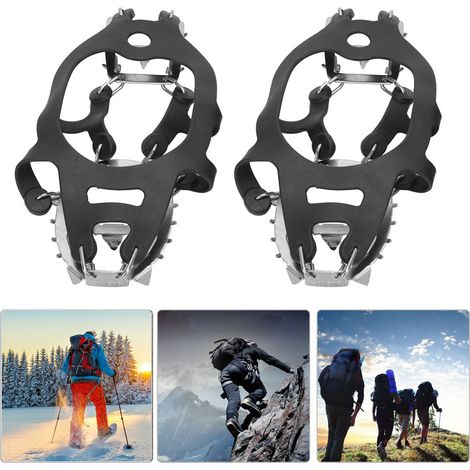 Crampons 18 Pointes Universels pour Randonnée Hivernale, Escalade Glace et Neige