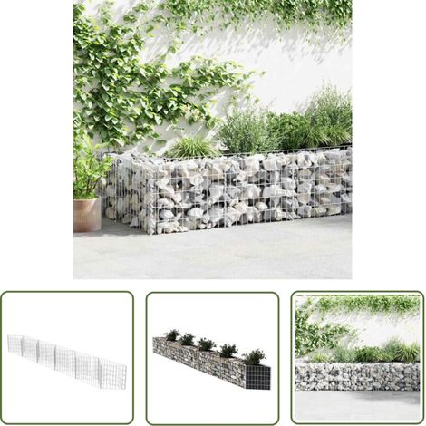 The Living Store Panier de gabion Acier galvanisé 300x30x50 cm - Paniers De Gabions - Clôtures En Métal - Barriere Jardin - Décoration Jardin - Bacs De Plantation