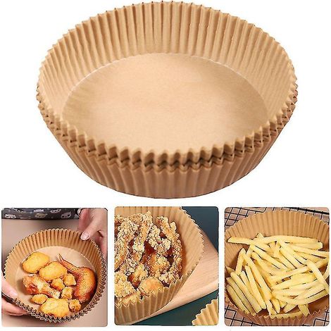 Einweg-Backpapier für Heißluftfritteusen, 100 Stück, antihaftbeschichtet, ölbeständig, 16 cm, natur. (1/5)