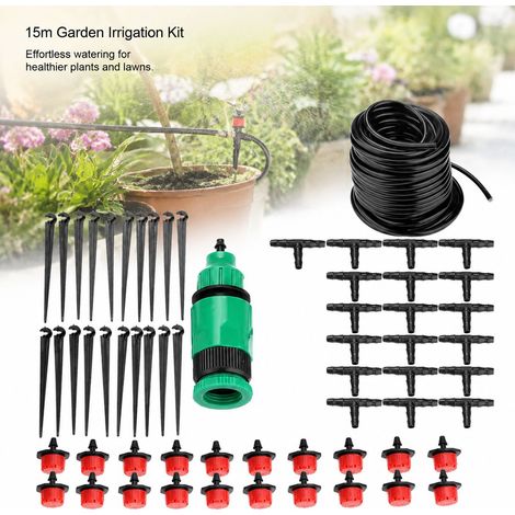 Kit di irrigazione da giardino Toivize da 15 m - PVC ecologico - Sistema di microirrigazione con raccordi e ugelli per serre, prati e bonsai (1/4)
