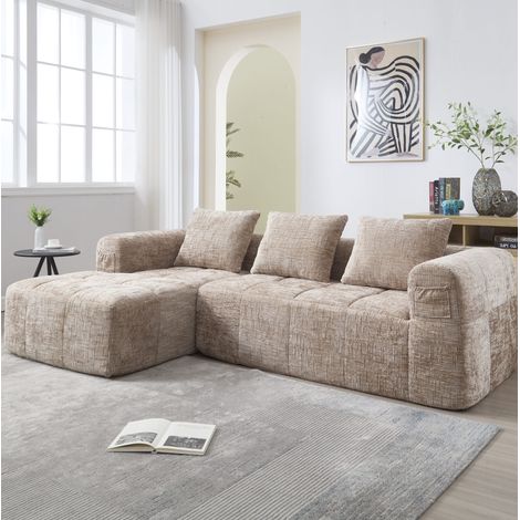 Divano 3 posti con chaise longue in chenille 250 cm OKMYHOME (1/5)