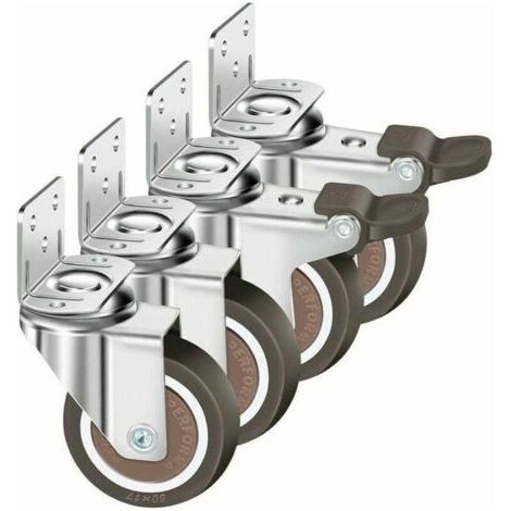 Lot De 4 Roulettes Pivotantes 50Mm, 100Kg Roulettes Pour Meubles, Type L Roue Pour Meuble Avec Frein Rotation à 360°, Pour Intérieur Et Extérieur(2 Roulette Avec Frein, 2 Roulette Sans Frein) (1/5)