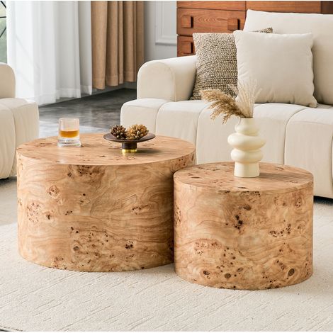 REDOM Couchtisch Set, 68x69x42.5 cm, 2 teiliges Nesting Design mit Stauraum und abnehmbarem Deckel, MDF, Holzoptik (1/5)