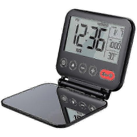 Réveil de voyage numérique pliable - Format compact de table de chevet avec fonction snooze pour une utilisation facile. (1/5)