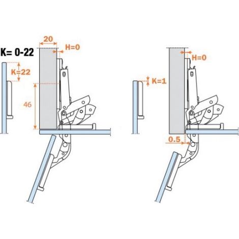 Charnière à coller pour portes en verre – Épaisseur jusqu'à 20 mm – Charge maximale élevée – Série B – Flexibilité d'application – Salice