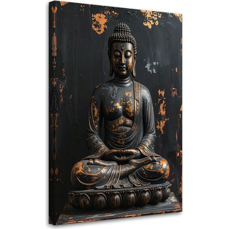 Tableau déco Bouddha Zen Spa sur fond noir 60x90 (1/4)