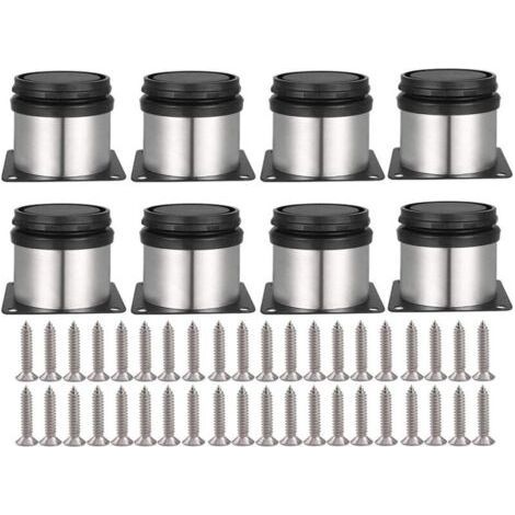 Set of 8 adjustable furniture feet, screws included, round, stainless steel. Legs for furniture, tables, cabinets, furniture and shelves, adjustable height, 50 mm. (1/4)
