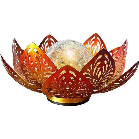 Dekorative, schmiedeeiserne Solarlampe in Form einer Lotusblume, zum Einstecken, für Garten oder Hof. Regensicher. (1/5)