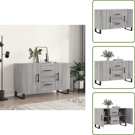 Sideboard Grau Sonoma 100x36x60 cm Holzwerkstoff - Sideboard - Wohnzimmermöbel - Grau Sideboard - Modernes Sideboard - Holzwerkstoffschrank (1/5)