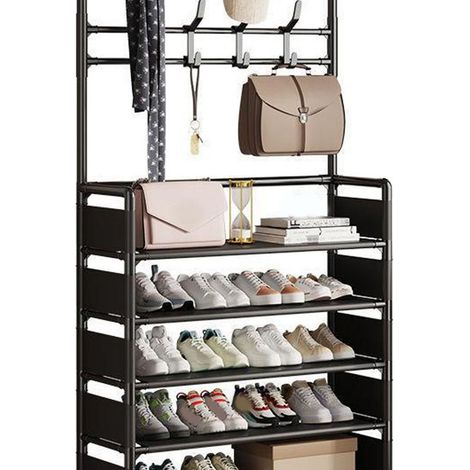 Robustes, mehrstufiges, freistehendes Schuhregal, ideal für Zuhause, Schlafzimmer, Wohnzimmer, als Taschenhalter, Eingangsbereich, einfache Aufbewahrung, Schuh- und Hutablage, alles in einem. (1/5)