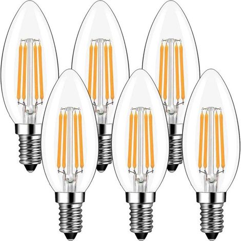 Vtizikl Ampoule bougie LED E14 4W 2700K LED blanc chaud petite douille à vis non dimmable 6 pièces (1/5)