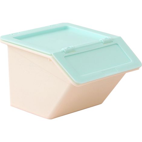 Boîte de Rangement Mini en Plastique Vert avec Couvercle Rabattable Empilable pour Bureau Bijoux et Fournitures Scolaires (1/5)