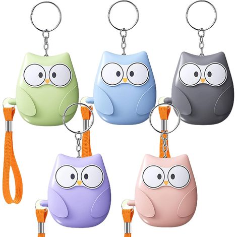 5 Stück Taschenalarm 130dB LED Schlüsselanhänger Eulen Stil (1/5)