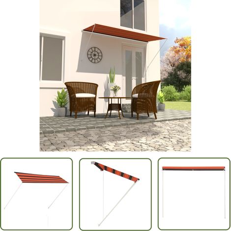 The Living Store Auvent rétractable 300x150 cm Orange et marron - Auvent Retractable - Store Banne - Parasol - Abri Jardin - Protection Solaire (1/5)