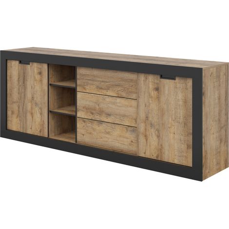 Cómoda Melmava 101 , Con cajones y puertas, Número de cajones: 3, 85x220x45cm (1/5)
