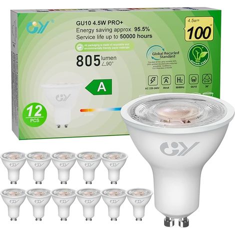 GU10 LED Spot Light Bulbs 805LM Warm White 2700K 4.5W 100W GU10 36° Non-Dimmable
