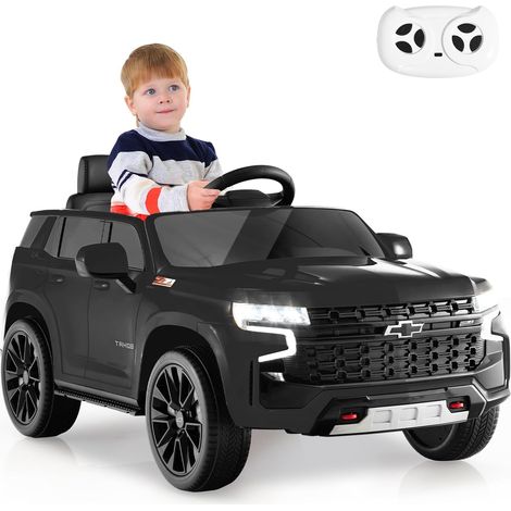 COSTWAY Coche Eléctrico para Niños SUV, 12V Vehículo Batería Chevrolet Tahoe con Control Remoto 2,4 G, Suspensión de Resorte, Luces Brillantes, Música, Conexión Inalámbrica, Arranque Suave (Negro) (1/5)