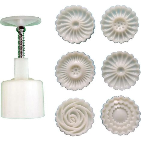 Moule à pâtisserie en forme de chrysanthème (75 g), moule à gâteaux de lune, tampon à gâteaux de lune, outil de pressage manuel, accessoire de pâtisserie en plastique, multicolore (1/5)