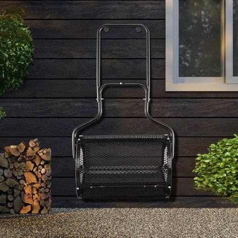 Esparcidor de abono de 68 cm de ancho con barras laterales mejoradas y mango en forma de u negro