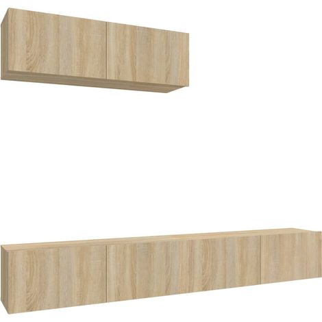 Set di mobili mobile credenza TV televisione soggiorno camera da letto soggiorno 3 pezzi rovere Sonoma multistrato marrone 020024621