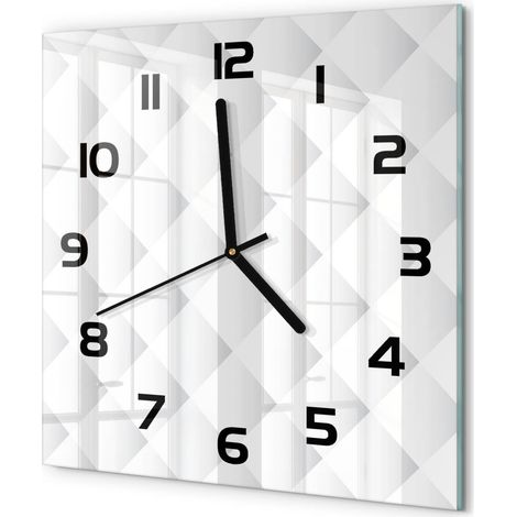 Horloge Murale Carrée Chambre Bureau Verre Silencieuse Design Moderne Élégant Arrière-plan de carrés 30x30 cm (1/5)