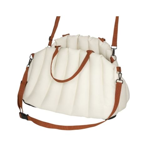 Sac de transport pour chiens de moins de 5 kg, 2 sangles, tissu Oxford, coussin, laisse, blanc crème