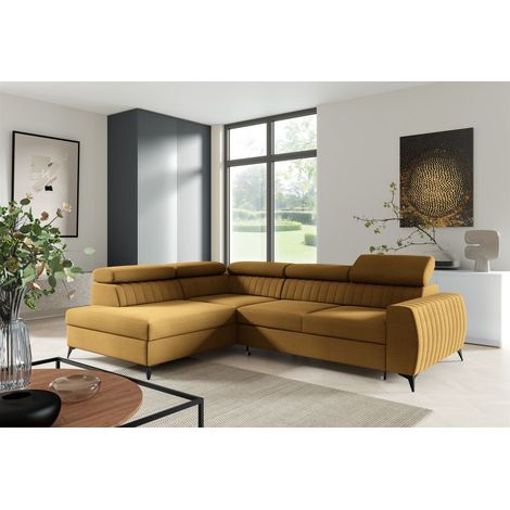 Ecksofa Schlafsofa Sofa TORONTO Stoff Element Honiggelb Ottomane Links (1/4)