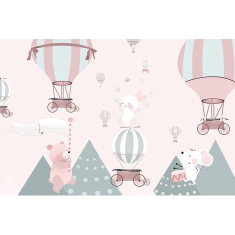 Papier peint panoramique Enfants - Montgolfières - 130 cm x 87 cm (1/2)