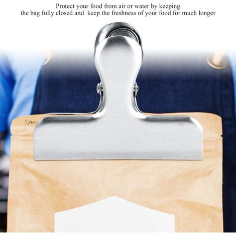 Pinces à sacs alimentaires en acier inoxydable, robustes et étanches, pour la maison et le bureau. (1/5)