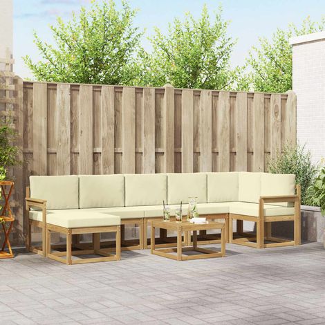 vidaXL Outdoor-Sofagarnitur mit Kissen 8 pcs Weiß und Creme Polyester (1/5)