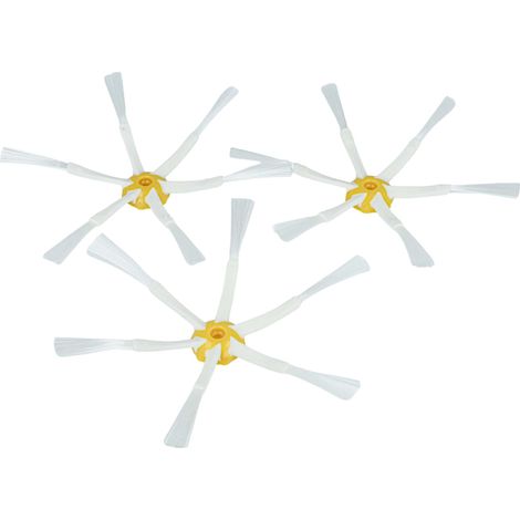 vhbw 3x cepillo lateral compatible con iRobot Roomba 605, 611, 618, 610, 612, 615, 616, 614 robot aspirador - Set cepillos, amarillo / blanco