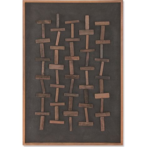 Cuadro Madera Reciclada Pino 82X4X122 3D Negro (1/5)