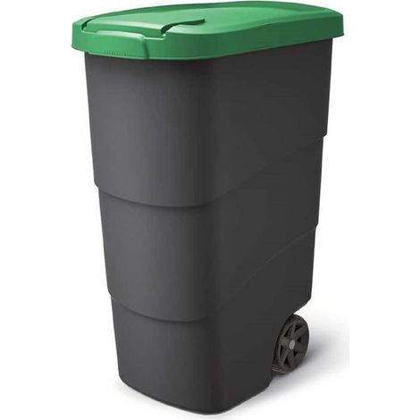 PROSPERPLAST WHEELER POUBELLE DE 90 L AVEC ROUES ET COUVERCLE, POUBELLE UNIVERSELLE, EN PLASTIQUE, VERTE SOURCING NBWB90-362C