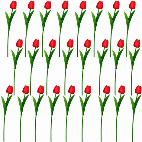 Set mit 25 künstlichen roten Plastiktulpen, ideal zur Dekoration von Hochzeiten, Wohnungen und Hotels. (1/2)