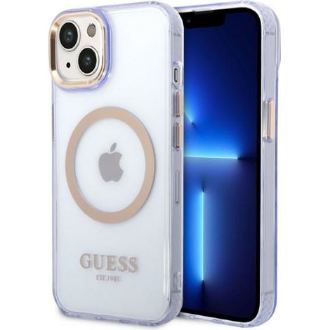 Guess Gold Outline Hartschalen-Schutzhülle MagSafe Lila für iPhone 14 (1/5)