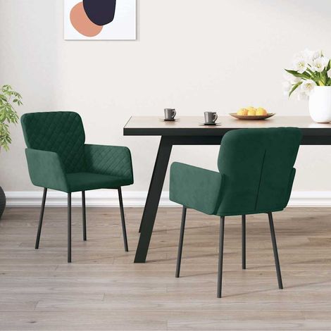vidaXL Sillas de comedor 2 unidades terciopelo verde oscuro (1/5)