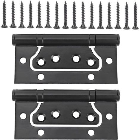 Charnière de porte invisible en acier inoxydable 304 noir – Charnière à embase pour meubles et armoires – Compatible avec les portes intérieures (2 charnières + 16 vis) (1/4)