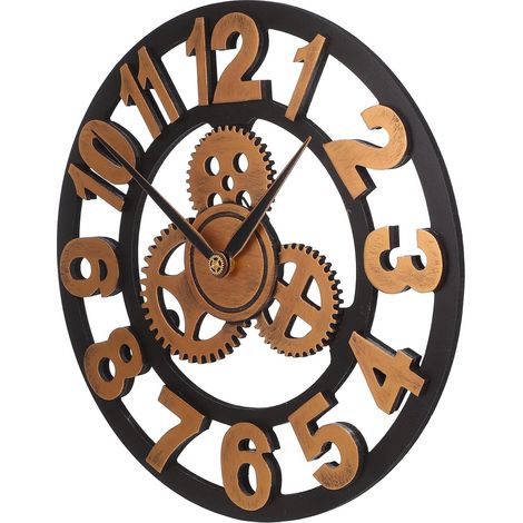 Horloge Murale Industrielle Silencieuse 40 CM Chiffres Dorés Décoration Murale en Métal et Verre pour Maison Salon et Bureau (1/5)