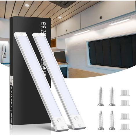 12V Barre de Lumière Intérieure à LED Eclairage Voiture Lumineuse 4,5W pour Camping-Car Caravane Bateau Van avec Interrupteur Marche/arrêt CRI 95 470lm (5000K/2 PCS) (1/5)