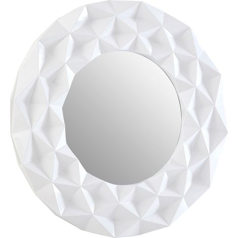 Interiors by Premier White High Gloss 3D Design Wall Mirror, Easy to Clean Bedroom Wall Mirror, High-quality Antique Mirror