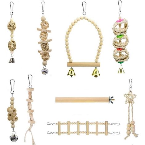 Balançoire pour perroquet, jouet à mâcher, perchoir suspendu, hamac, échelle d'escalade, jouet pour cage à oiseaux de petite et moyenne taille. (1/5)