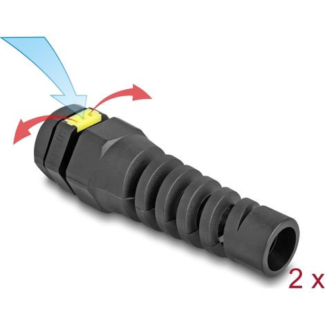Delock Conector de cable M12 con ventilaciÃ³n y alivio de tensiÃ³n IP68 polvo e impermeable negro 2 piezas
