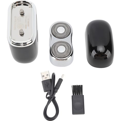 Tondeuse à barbe électrique rechargeable lavable, charge USB-C, étanche IPX6, noir, pour dortoir voiture voyage (1/5)