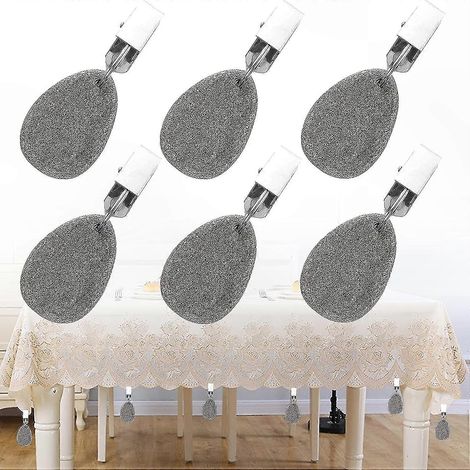 Set mit 6 grauen Marmor-Tischdeckenbeschwerern mit Clips, ideal für Empfänge im Freien, Hochzeiten und den Gebrauch zu Hause. (1/5)