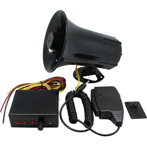 Sirena policial de 12 V con altavoz, ajuste de volumen de sonido de 3 tonos, bocina para vehículo con micrófono y altavoz, sistema de megafonía electrónico de emergencia. (1/5)