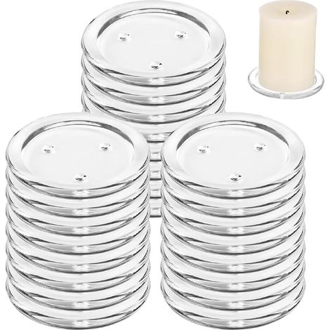 Lot de 24 bougeoirs ronds en verre transparent chandelier pilier mariage spa (1/5)