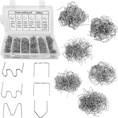 Kit di riparazione paraurti auto - 1200 pezzi di punti metallici automatici in plastica per saldatura, marca OUYLAF